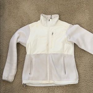 White fleece north face jacket